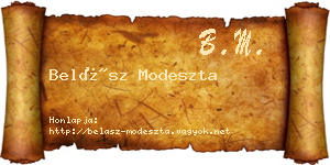 Belász Modeszta névjegykártya